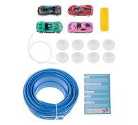 FewNvWa 1 Kit Circuit Flexible Voiture Miniature Alliage Ensemble Piste Courbable Physique Rampe à Ventouses Adapté pour Enfants DIY Créatif Course Chambre, Bleu