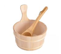 FewNvWa 2x Seau En Bois pour Sauna avec Louche, Cuiseur Vapeur Sauna Home SPA 4L