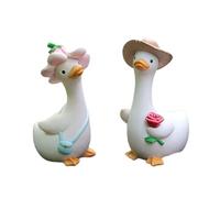 FewNvWa 2X Statues de Canard en Résine Figurines d'animaux en Résine Résistant Aux Intempéries Art de Jardin Mignon