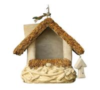 FewNvWa Abri Extérieur pour Oiseaux, Nid d'oiseaux Nicheurs, Cadeau pour Petits Animaux de Compagnie, Forme de Maison Au Toit de Chaume