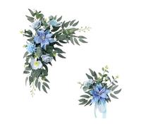 FewNvWa Arche de Mariage En 2 Pièces, Fleurs Artificielles, Décoration de Table, Centre de Table, Ornement de Réception, Guirlande En Soie, Adaptée Au, Bleu