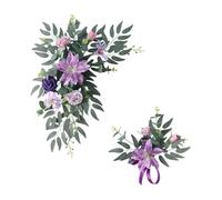 FewNvWa Arche de Mariage En 2 Pièces, Fleurs Artificielles, Décoration de Table, Centre de Table, Ornement de Réception, Guirlande En Soie, Adaptée Au, Violet