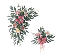 FewNvWa Arche de Mariage En 2 Pièces, Fleurs Artificielles, Décoration de Table, Centre de Table, Ornement de Réception, Guirlande En Soie, Adaptée Au, Rose