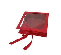 FewNvWa Boîte à Fleurs Décorative En Forme de Cœur, En Carton avec Couvercle Transparent, Pouvant Contenir Des Bonbons. Idéale pour Un Cadeau Romantique Ou Un, Rouge