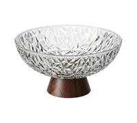 FewNvWa Bol Décoratif Coupe Fruits Plateau Pied Amovible Multifonction Trou Drainage Conception PP Forme Ronde Convient pour Bureau Réunion Rangement, Clair