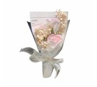 FewNvWa Bouquet de Savon Fleurs Artificielles Arrangement Floral Composition de Bain Utilisables pour Lavage des Mains Emballage Élégant avec Ruban Matériau, Rose, 3 Pièces