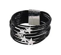 FewNvWa Bracelet jonc à Plusieurs Rangs, Polyvalent et Tendance pour Femme, à Porter en Accumulation, Noir