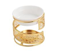 FewNvWa Brûleur de Bougie Chauffe-plat Diffuseur D'Huiles Essentielles Porte-bougie Décoratif Bol Amovible En Céramique Métal Adapté à Méditati, Or