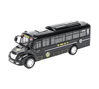 FewNvWa Bus Jouet Interactif pour Enfants Véhicule Miniature à Ouverture Manuelle Favorisant Le Jeu de Rôle et Le Développement Des Capacités Motrices Adapté, Noir