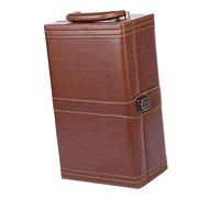 FewNvWa Coffret à Vin Boîte de Rangement Bouteille de Vin Mallette Accessoires Vin Support en Bois Poignée PU Élégant Adapté Aux Cadeaux Rangement Domestique, Double Fente