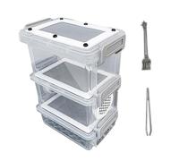 FewNvWa Crickets Boîte d'Élevage Bac Alimentaire pour Insectes Cage Hatching Mini Boîte Farm Maison de Petite Taille Structure Transparente PP Acier INOX, Style C