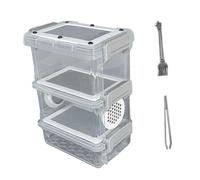 FewNvWa Crickets Boîte d'Élevage Bac Alimentaire pour Insectes Cage Hatching Mini Boîte Farm Maison de Petite Taille Structure Transparente PP Acier INOX, Style A