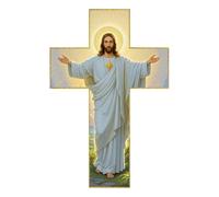 FewNvWa Croix Catholique Murale Décorative En Bois, Ornement à Suspendre, Finition Soignée, Idéale pour Le Salon, La Chambre, Le Balcon Ou Le Jardin, Style B