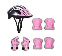 FewNvWa Ensemble de Casque de Vélo pour Enfants, Casque de Skateboard, équipement Portable, Casque de Patinage à roulettes avec Coudières pour Faire du Roller, Rose