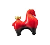 FewNvWa Figurine de Cheval Feng Shui, Objet D'art En Céramique, Porte- Décoratif pour Bureau Ou Vitrine, Rouge