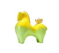 FewNvWa Figurine de Cheval Feng Shui, Objet D'art En Céramique, Porte- Décoratif pour Bureau Ou Vitrine, Dégradé Vert