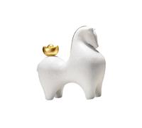 FewNvWa Figurine de Cheval Feng Shui, Objet D'art En Céramique, Porte- Décoratif pour Bureau Ou Vitrine, Blanc