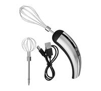 FewNvWa Fouet électrique, Batteur, Mixeur à Main avec Cinq, Accessoires En Acier Inoxydable et Option de Chargement USB pour, La, Argent Noir