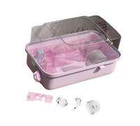 FewNvWa Habitat de Hamster à Deux Niveaux avec Couverture Claire pour Les Petits Animaux, Y Compris Les Cobayes et Les Souris, Rose