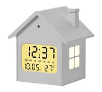 FewNvWa House Shape Alarm Clock Silencieuse avec Écran Digital Multifonction Veilleuse LED Automatique Snooze Illimité Réglage Heure 12/24h Matériau PP Adapté, Blanc