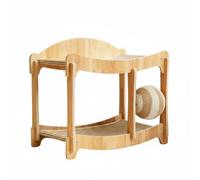 FewNvWa Lit Griffoir pour Chat Lit Hamac Arbre de Jeu Meuble pour Chats avec Surface Courbe Tressée Deux Niveaux Confortable et Bois pour et Grimpette Adapté, L, Wood Bed-sisal Ball