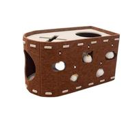 FewNvWa Maison pour Chat, Griffoir, Jouets pour Animaux de Compagnie, Repas, Griffes, Griffoirs avec Un Trou Interactif, Lit en Feutre pour Plusieurs Chats, Brun