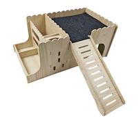 FewNvWa Maison pour Cobayes, Cachette, Décoration D'habitat avec Escaliers, Grotte, Maisonnette pour écureuils, Gerbilles, Lemmings, avec Tapis, sans Bouilloire