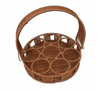 FewNvWa Panier Tressé Rond Rack à Bouteilles, Panier Rond Droit À 8 Trous avec Anse, Marron