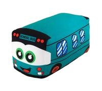 FewNvWa Peluche Bus Scolaire Oreiller Doux Jouet Voiture Enfant Coussin Animaux Éléments Originaux Toucher Confortable Convient Aux Fête Anniversaire Salon, Vert 25cm