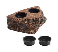 FewNvWa Plateforme d'alimentation pour Reptiles, Récipient pour Nourriture et Eau en Roche pour Amphibiens, Installation Facile, Emplacements Doubles