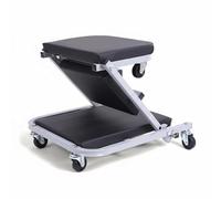 FewNvWa Plateforme de Travail Pliable Chariot d'Atelier Siège de Réparation Creeper Mécanicien Support Convertible en Acier Carbone avec Assise Matelassée et, Noir, Gris