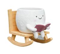 FewNvWa Pot de Fleurs Résine Petit Pot Plante Décoratif Créatif Cadeau Unique Ornement Sourire Rocking Chair Résistant Usure Adapté à La Décoration Table Bure, 9,2 x 12,8 x 11,3 cm