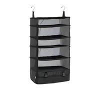FewNvWa Sac de Rangement de, Organisateur Suspendu Pliable, Cube de Rangement pour Valise, Portable avec Tissu Imperméable et Crochets pour Adultes, Ca, Noir, Cinquième étage