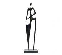 FewNvWa Sculpture Figurative Abstraite Statue Ornement Décoration Silhouette Élancée Base Rectangulaire Finition Peinte Métal Solide Contemporain Adaptée aux, Bronze Antique Noir
