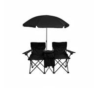 FewNvWa Siège de Loisirs Extérieur Chaise Double Pliante Fauteuil Portable Dossier Solide Accoudoirs Souples Sac de Rangement Convenant aux Escapades Camping Pique-Nique Réunion Familiale, Noir