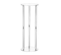 FewNvWa Support Fleur Acrylique Transparent Colonne Vase Table Élégant avec Design Géométrique Moderne pour Décoration Mariage Fête Anniversaire Maison Hôtel, Rond, 25x25x60cm