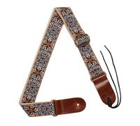 FewNvWa Ukulele Sangle Épaule Brodée Ajustable pour Guitare Classique à 4 Cordes Ceinture Douce Confortable Crochet Métallique Arrière Accessoires Universels, brun