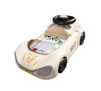 FewNvWa Volant Interactif avec Simulation de Conduite, Contrôleur éducatif, Effets Sonores et Musique, Réalisme Avancé En PP, Convient Aux Enfants de 3 à 7 An, Beige Marron
