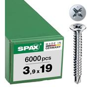 FEX-A, 3,9 x 19 mm, 6000 pièces, filetage grossier, tête fraisée, cruciforme H2, pointe de perçage, WIROX - 1401470390198
