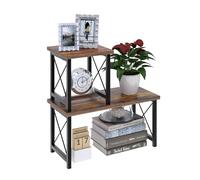 FEXPLENDID Petite Etagere a Poser sur Bureau & Mini Etagere Rangement Plan de Travail Cuisine | 40x40x19cm, en Bois/Métal | Etageres pour Rangement Bureau/Cuisine, Stackable desk Rack (Bois Fumé)