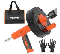 Fexrror Furet Déboucheur Canalisation 33FT/10M avec Alimentation Automatique, Embout pour Perceuse et Sac de Rangement - Déboucheur Manuel ou Électrique pour Salle de Bain, Douche et Cuisine