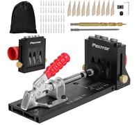 Fexrror Kit de Gabarit de Percage, Dispositif de Perçage à 15 Degrés de Vis de Poche en Aluminium, Gabarit de Trou de Poche pour Menuisiers Professionnels et Les Amateurs de Bricolage