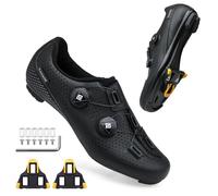 Feyenold Chaussures de vélo pour Hommes &Femmes compatibles SPD-SL Pedal,Compatible l'installation SPD/Look KEO Cleats Lock Triangle Schwarz 38 EU