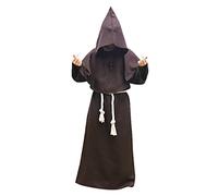 Feynman Costume de moine pour homme - Robe de prêtre - Avec capuche - Renaissance médiévale - Café - Taille XL