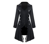 Feynman Manteau Steampunk Frack gothique avec dentelle, femme baroque victorien à trois boutons, vintage, veste médiévale uniforme
