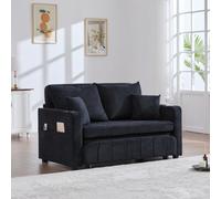 feynoss Canapé-lit 2 places avec USB et porte-gobelet, convertible, multifonction, avec housse en chenille, amovible et lavable, avec sac de rangement, canapé lit