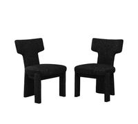 feynoss Lot de 2 fauteuils rembourrés avec housse chenille et structure en bois massif d'hévéa, chaise avec noyau à ressorts et dossier flottant, fauteuil sans accoudoirs pour salon, salle à manger