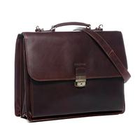 FEYNSINN Serviette Ordinateur Cuir véritable 15.4 Pouces Emilio Cartable Porte-Document attaché-Case XL Grand pour Hommes Sac bandoulière Travail Marron