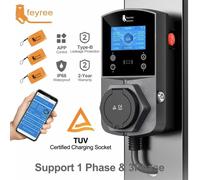 Feyree Borne de recharge murale intelligente Type 2 version prise 22 kW pour véhicule électrique, équipement d'alimentation pour véhicule électrique pour fiches TS-NACS Type 1 GB/T, contrôle Wi-Fi par