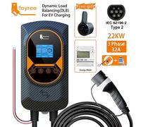 feyree Câble de charge EV Type 2 32 A 22 kW, station murale EVSE, balancement de charge dynamique, fonctionnalité de l’application, station de charge pour voiture électrique
